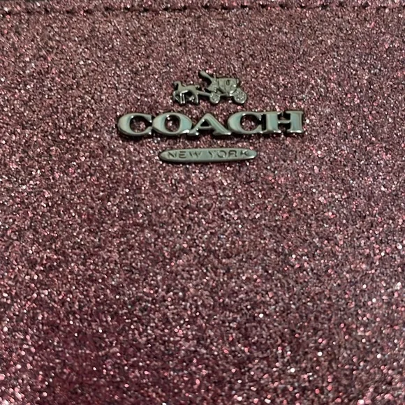 Coach Purple Dark Pink Glitter Wristlet. Brand New With Tags Authentic Bling - Picture 9 of 10
